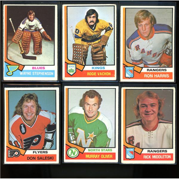 1974-75 O-Pee-Chee Hockey Lot Of 6 Cards