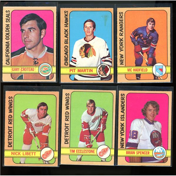1972-73 O-Pee-Chee Hockey Lot Of 6 Cards