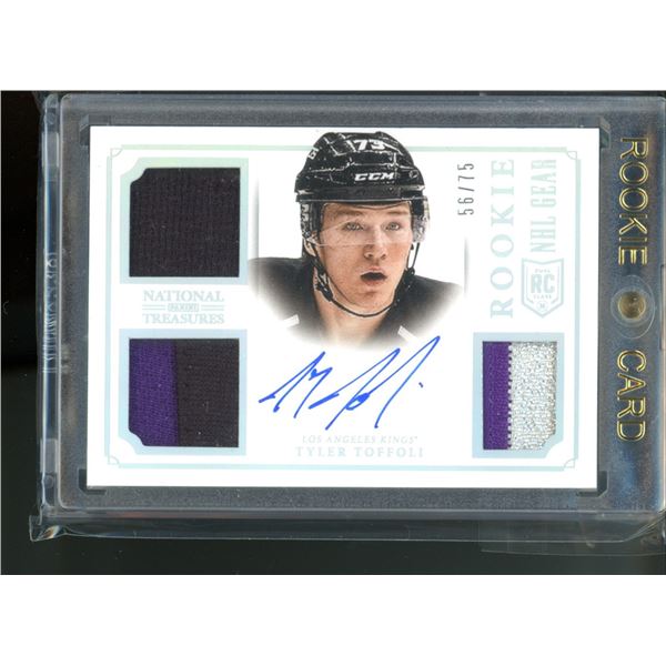 2013-14 Panini National Treasures NHL Rookie Gear Autographs #16 Tyler Toffoli 56/75