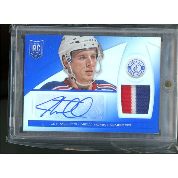 2013-14 Totally Certified Rookie Autograph Jerseys Prime Mirror Platinum Blue #168 J.T. Miller 1/10