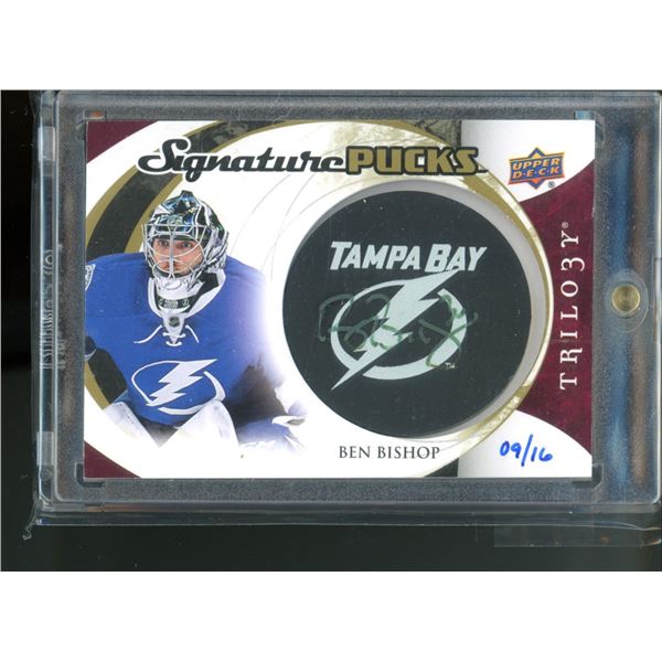 2015-16 Upper Deck Trilogy Signature Pucks Retro Logo #SPBB Ben Bishop 9/16