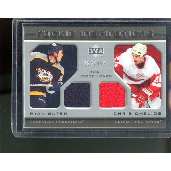 2005-06 Upper Deck Rookie Update #215 Ryan Suter JSY RC/Chris Chelios JSY 163/999