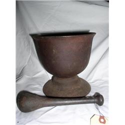 CAST IRON MORTAR & PESTLE 7"X7"