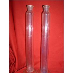 ETCHED GLASS FLOWER BLOCKI PERFUME DECANTERS X2 18"T