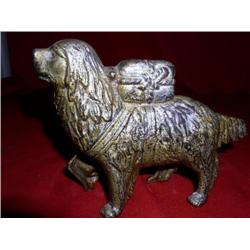 5 1/2"T CAST IRON DOG BANK (GOLD color)