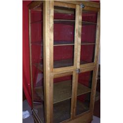 MEYER ST LOUIS BEVELED EDGE GLASS PHARMACY SHOWCASE 28"F 19 1/2"D 66 1/2"T