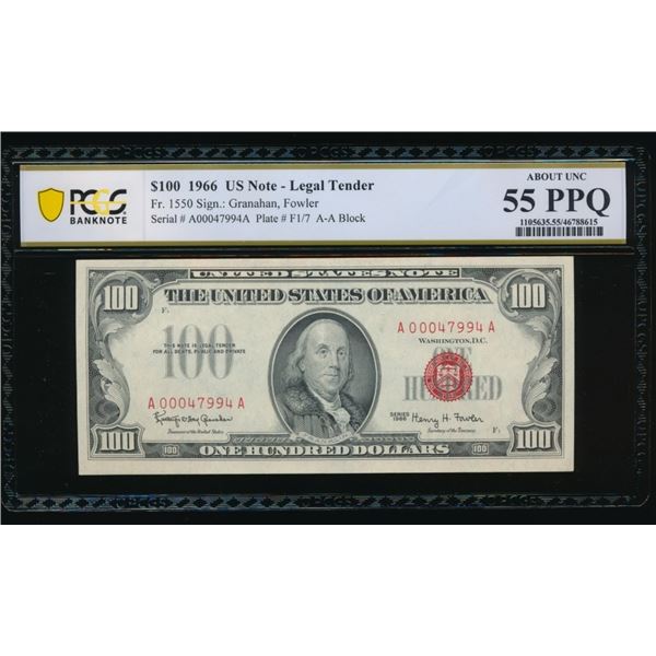 1966 $100 Legal Tender Note PCGS 55PPQ