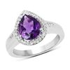 Image 2 : Plated Rhodium 1.45ct Amethyst and White Topaz Ring