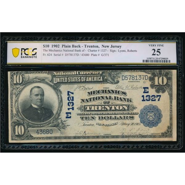 1902 $10 Trenton NJ National PCGS 25