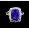 Image 2 : 14KT White Gold 5.95 ctw Tanzanite and Diamond Ring
