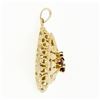 Image 5 : Vintage Large Textured 14k Gold .35 ctw Round Red Garnet Puffed Tear Drop Pendan