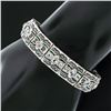 Image 9 : Antique Art Deco 14k White Gold 3.60 ctw Diamond & Emerald Filigree Line Bracele