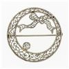 Image 1 : Antique Art Deco 14k White Gold Diamond Filigree Circle Wreath & Bow Brooch Pin