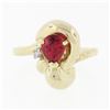 Image 4 : 14k Yellow Gold 1.11 ctw GIA Pear Orange Red Ruby & Round Brilliant Diamond Ring