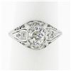 Image 1 : Antique Belle ï¿½poque Platinum 1.32 ctw European Diamond Filigree Engagement Ri