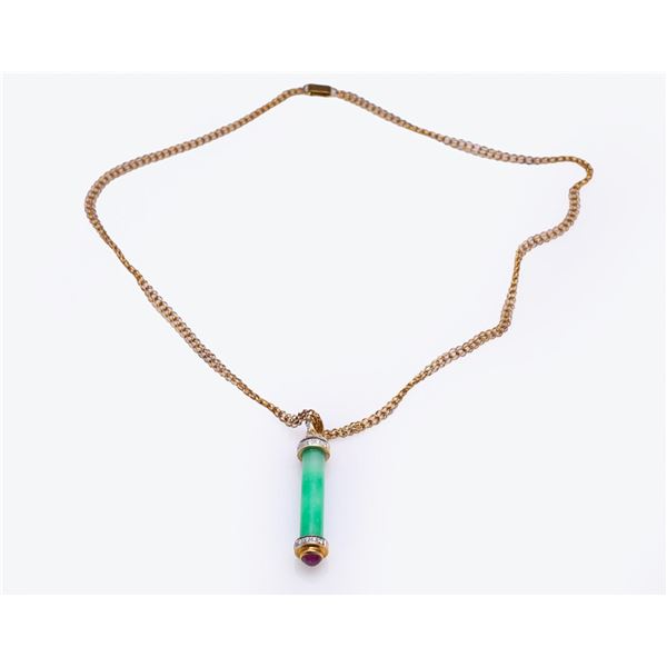 18K Yellow Gold Jadeite & Diamond Pendant by Carlo Rici