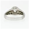 Image 6 : Vintage 14k White Gold 0.68 ctw Old Cut Diamond Solitaire Filigree Engagement Ri