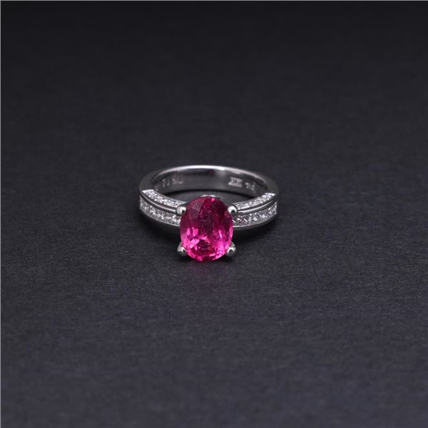 18K White Gold Pink Sapphire & Diamond Ring by Carlo Rici