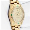 Image 9 : Rolex Mens 18K Yellow Gold Day Date President Champagne Diamond & Emerald Watch