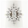Image 1 : Vintage 14k White Yellow Gold .62 ctw Round Diamond Spray Cluster Cocktail Ring