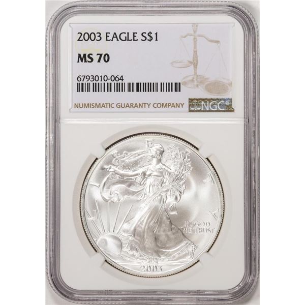 2003 $1 American Silver Eagle Coin NGC MS70