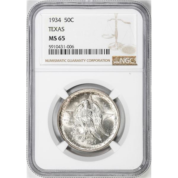 1934 Texas Centennial Commemorative Half Dollar Coin NGC MS65