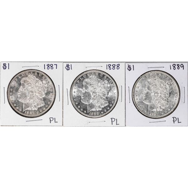 Lot of 1887-1889 $1 Morgan Silver Dollar Coins Proof Like