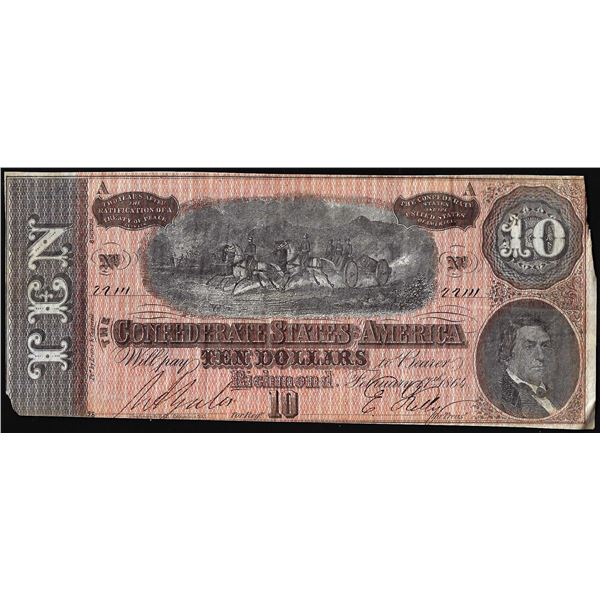 1864 $10 Confederate States of America Note