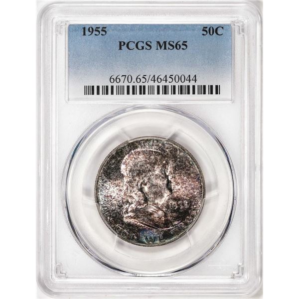 1955 Franklin Half Dollar Coin PCGS MS65 Great Toning