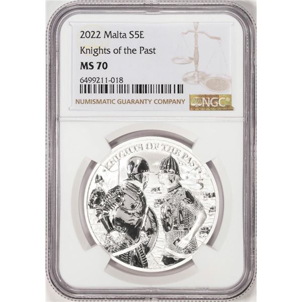 2022 Malta 5 Euros Knights of the Past 1oz Silver Coin NGC MS70