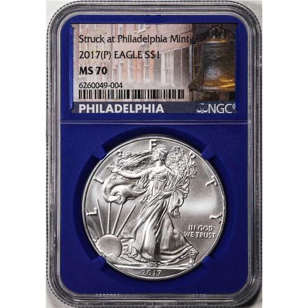 2017(P) $1 American Silver Eagle Coin NGC MS70 Struck at Philadelphia