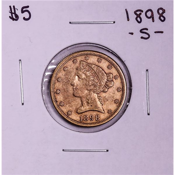 1898-S $5 Liberty Head Half Eagle Gold Coin