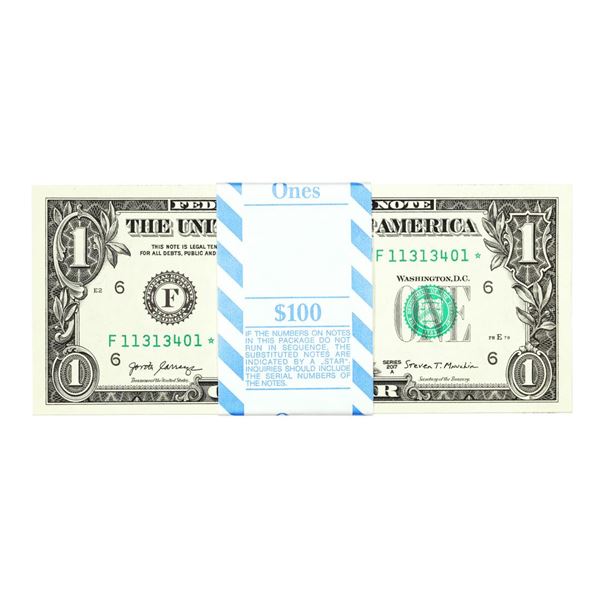 Pack of (100) Consecutive 2017A $1 Federal Reserve Star Notes Atlanta