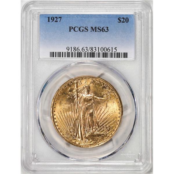 1927 $20 St. Gaudens Double Eagle Gold Coin PCGS MS63