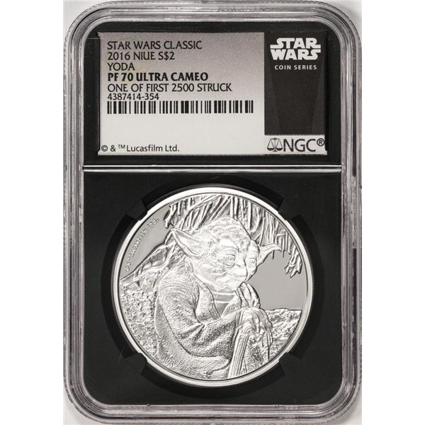 2016 Niue $2 Proof Star Wars Yoda Silver Coin NGC PF70 UC One of First 2500 Struck