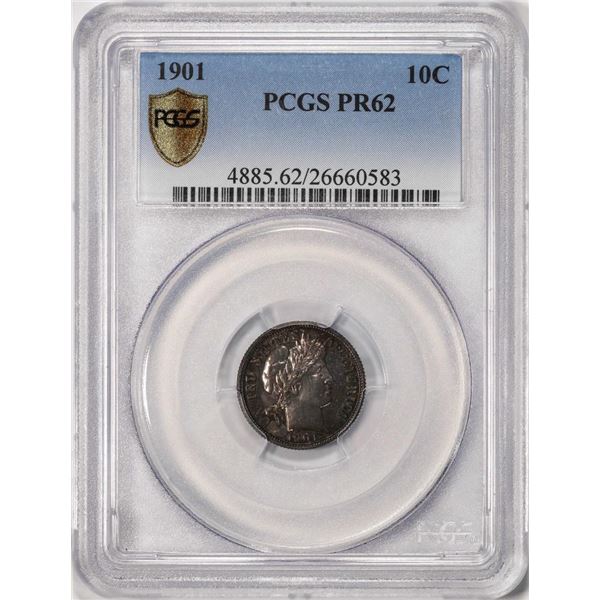 1901 Proof Barber Dime Coin PCGS PR62