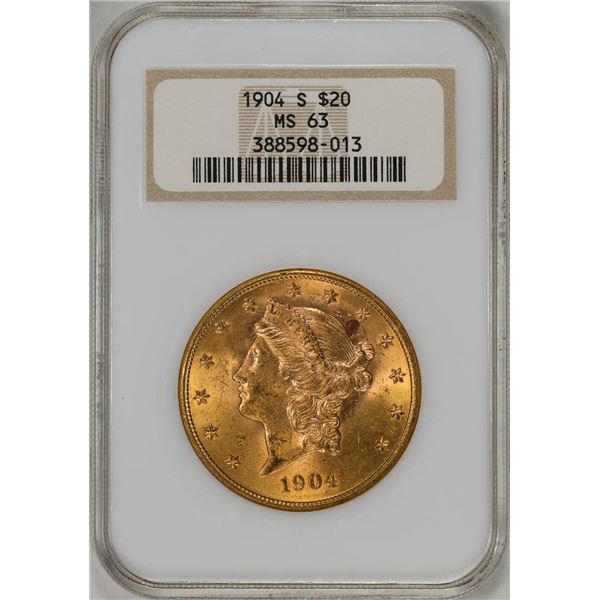 1904-S $20 Liberty Head Double Eagle Gold Coin NGC MS63