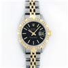 Image 2 : Rolex Ladies Two Tone Black Index Diamond Date Wristwatch