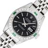 Image 1 : Rolex Ladies Stainless Steel Black Index Emerald and Diamond Datejust Wristwatch