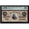 Image 1 : 1864 $50 Confederate States of America Note T-66 PMG About Uncirculated 50