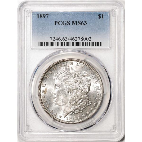 1897 $1 Morgan Silver Dollar Coin PCGS MS63 Nice Toning