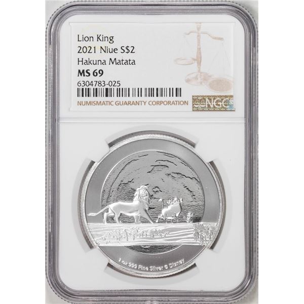 2020 Niue $2 Disney Lion King Hakuna Matata Silver Coin NGC MS69