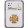 Image 1 : 1895 $5 Liberty Head Half Eagle Gold Coin NGC MS62