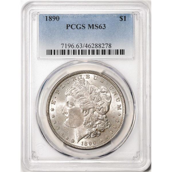 1890 $1 Morgan Silver Dollar Coin PCGS MS63