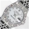 Image 2 : Rolex Ladies Stainless Steel White Roman Pyramid Diamond Datejust Wristwatch