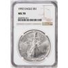 Image 1 : 1992 $1 American Silver Eagle Coin NGC MS70