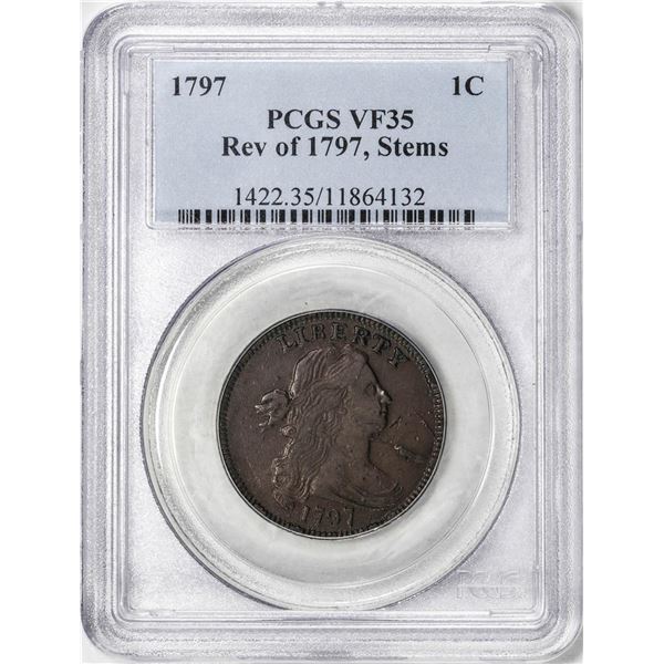 1797 Reverse of 1797 Stems Draped Bust Large Cent Coin PCGS VF35