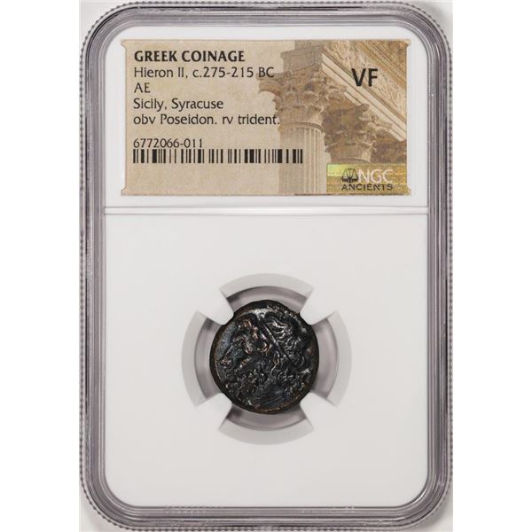 c.275-215 BC Sicily Syracuse Hieron II AE Ancient Greek Coin NGC VF