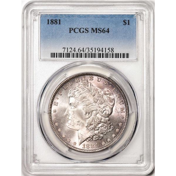 1881 $1 Morgan Silver Dollar Coin PCGS MS64