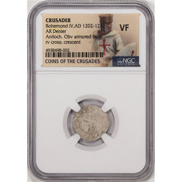 AD 1202-1232 Crusader Bohemond IV AR Denier Ancient Coin NGC VF